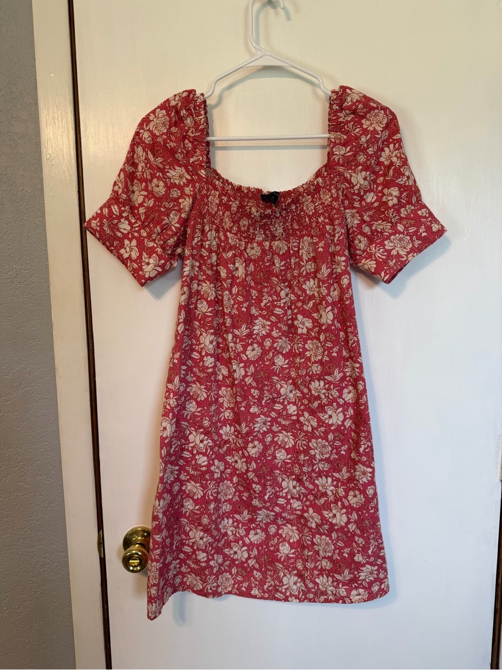 J. Crew Red Floral Midi Dress with Cream Print